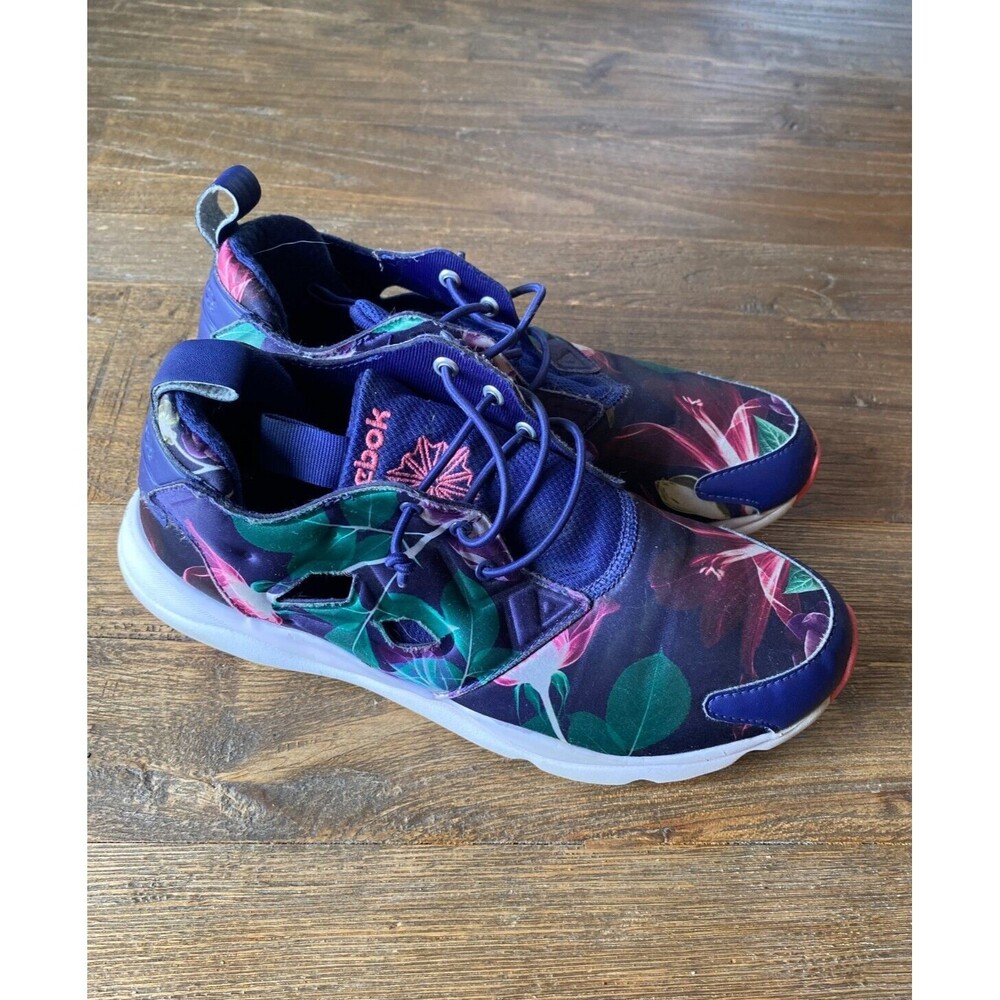 Reebok Furylite Graphic Floral/Navy Purple Sneakers Shoes Size 8.5 AQ9837